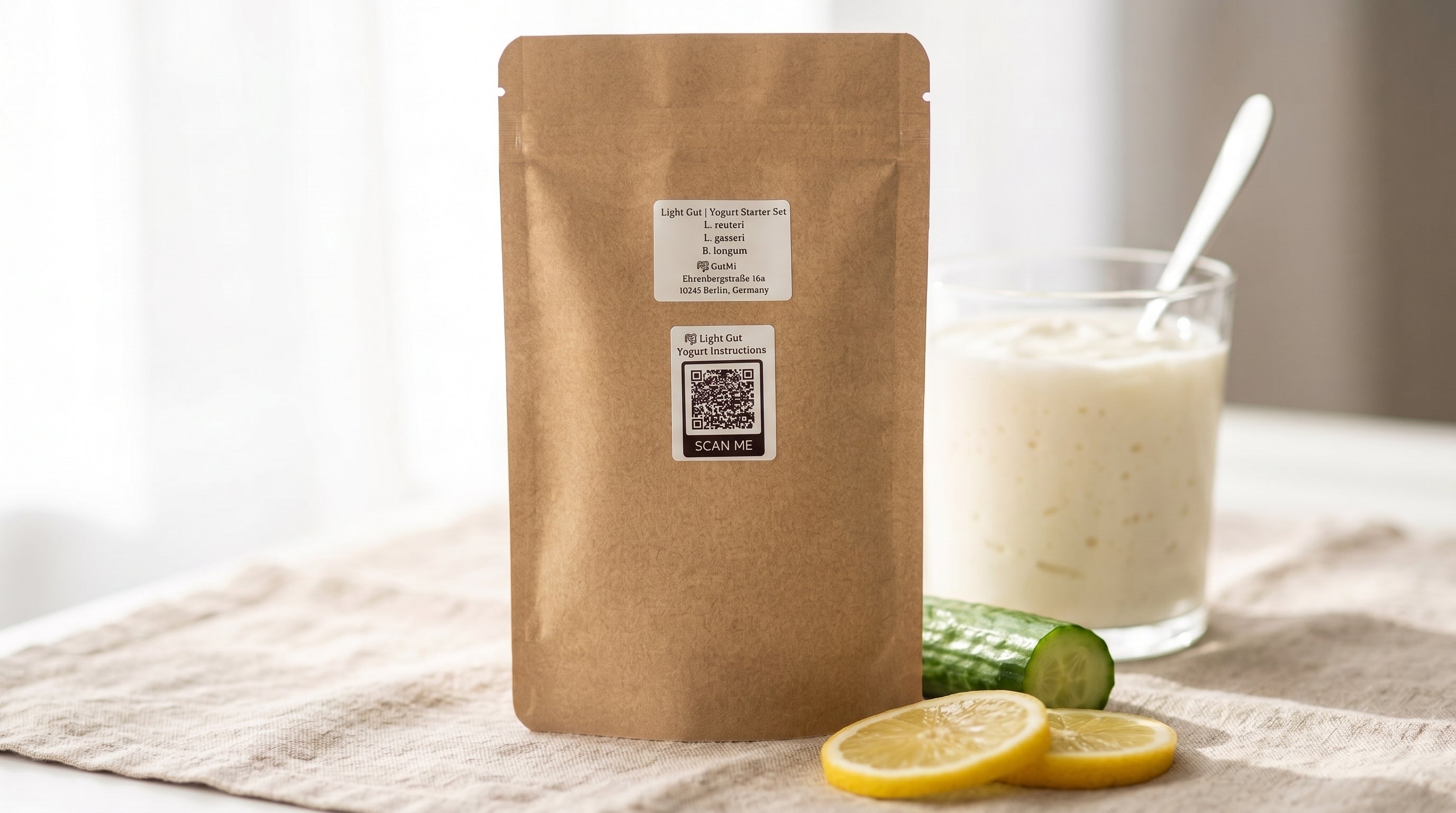 L. reuteri + L. gasseri + B. longum | Light Gut | Yogurt Starter Set | Starter Cultures | 3 Yogurt Starters